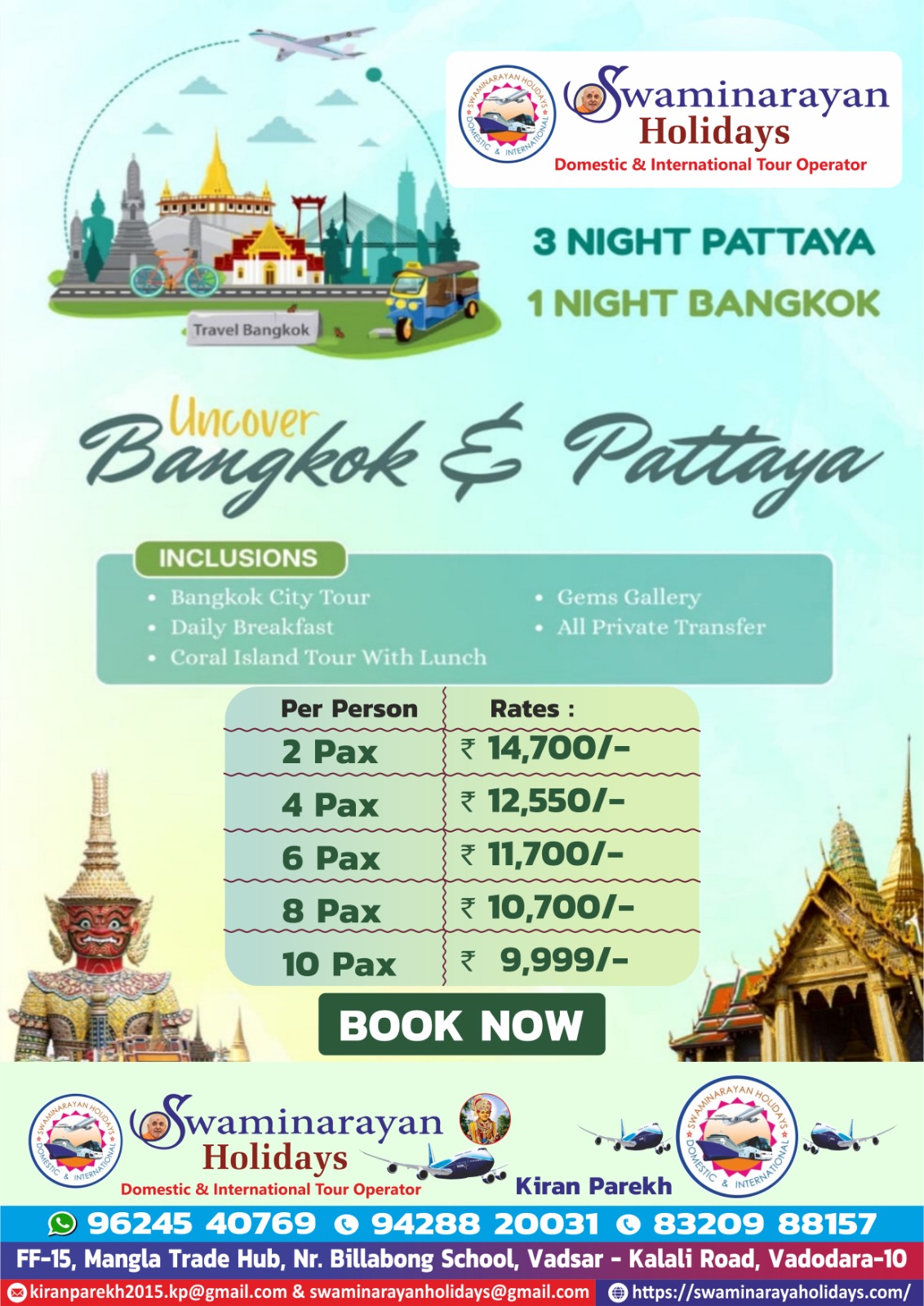 Bangkok and Pattaya tour package details